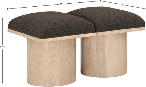 Celine Brown Boucle Fabric Upholstered Bench, 2-Piece (Style 2)