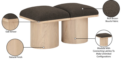 Celine Brown Boucle Fabric Upholstered Bench, 2-Piece (Style 2)