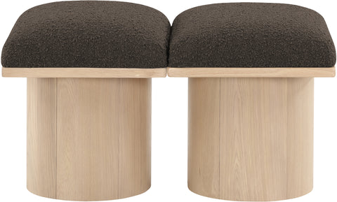 Celine Brown Boucle Fabric Upholstered Bench, 2-Piece (Style 2)