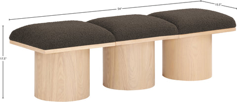 Celine Brown Boucle Fabric Upholstered Bench, 3-Piece