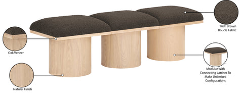 Celine Brown Boucle Fabric Upholstered Bench, 3-Piece