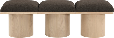 Celine Brown Boucle Fabric Upholstered Bench, 3-Piece