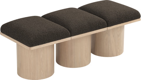 Celine Brown Boucle Fabric Upholstered Bench, 3-Piece