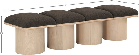 Celine Brown Boucle Fabric Upholstered Bench, 4-Piece (Style 2)