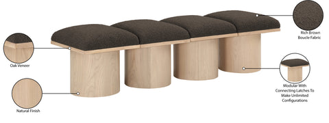 Celine Brown Boucle Fabric Upholstered Bench, 4-Piece (Style 2)
