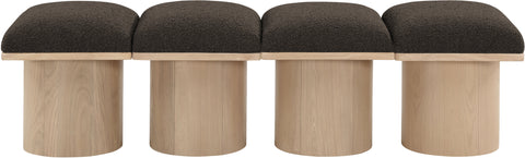 Celine Brown Boucle Fabric Upholstered Bench, 4-Piece (Style 2)