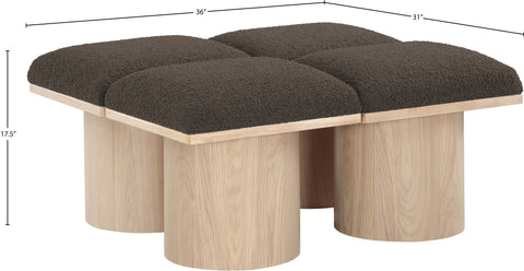 Celine Brown Boucle Fabric Upholstered Bench, 4-Piece (Style 3)