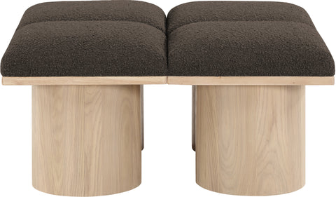 Celine Brown Boucle Fabric Upholstered Bench, 4-Piece (Style 3)