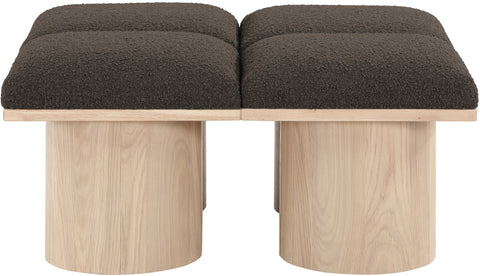 Celine Brown Boucle Fabric Upholstered Bench, 4-Piece (Style 3)