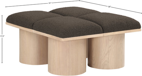 Celine Brown Boucle Fabric Upholstered Bench, 4-Piece (Style 4)