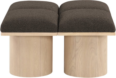 Celine Brown Boucle Fabric Upholstered Bench, 4-Piece (Style 4)