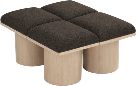 Celine Brown Boucle Fabric Upholstered Bench, 4-Piece (Style 4)