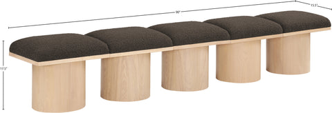 Celine Brown Boucle Fabric Upholstered Bench, 5-Piece