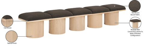 Celine Brown Boucle Fabric Upholstered Bench, 5-Piece
