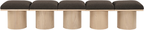 Celine Brown Boucle Fabric Upholstered Bench, 5-Piece
