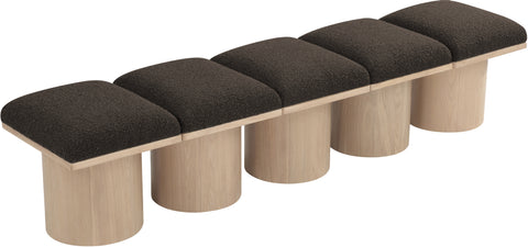 Celine Brown Boucle Fabric Upholstered Bench, 5-Piece
