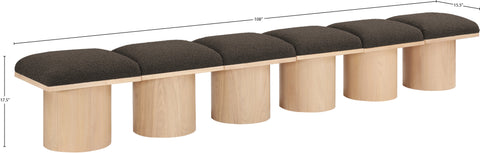 Celine Brown Boucle Fabric Upholstered Bench, 6-Piece
