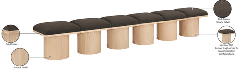 Celine Brown Boucle Fabric Upholstered Bench, 6-Piece