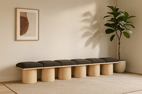 Celine Brown Boucle Fabric Upholstered Bench, 6-Piece