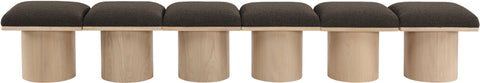 Celine Brown Boucle Fabric Upholstered Bench, 6-Piece