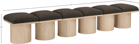 Celine Brown Boucle Fabric Upholstered Bench, 6-Piece (Style 2)