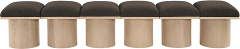 Celine Brown Boucle Fabric Upholstered Bench, 6-Piece (Style 2)