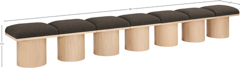 Celine Brown Boucle Fabric Upholstered Bench, 7-Piece