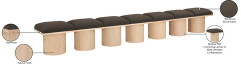 Celine Brown Boucle Fabric Upholstered Bench, 7-Piece