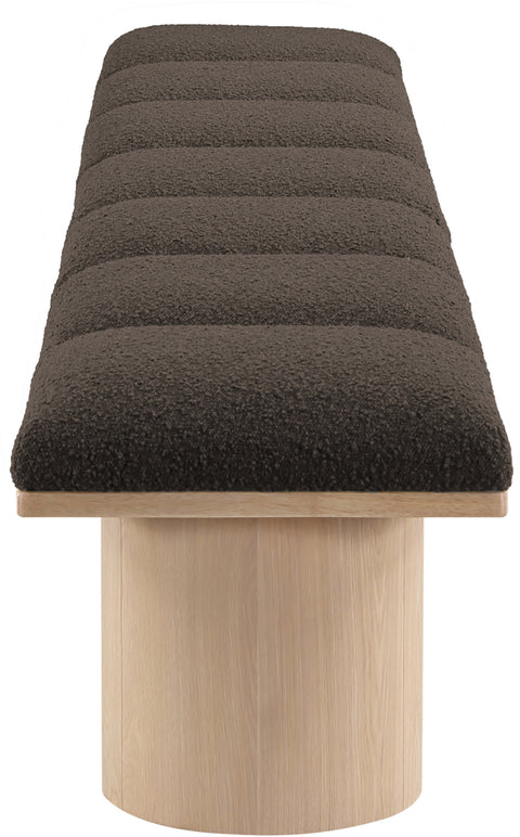 Celine Brown Boucle Fabric Upholstered Bench, 7-Piece