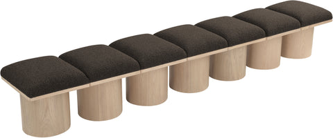 Celine Brown Boucle Fabric Upholstered Bench, 7-Piece