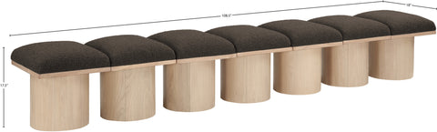 Celine Brown Boucle Fabric Upholstered Bench, 7-Piece (Style 2)