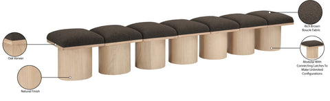 Celine Brown Boucle Fabric Upholstered Bench, 7-Piece (Style 2)