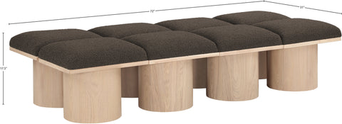 Celine Brown Boucle Fabric Upholstered Bench, 8-Piece