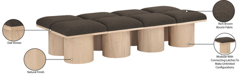 Celine Brown Boucle Fabric Upholstered Bench, 8-Piece