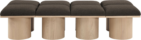 Celine Brown Boucle Fabric Upholstered Bench, 8-Piece