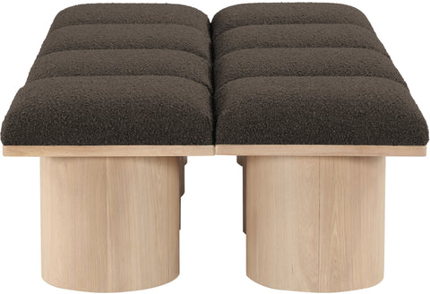 Celine Brown Boucle Fabric Upholstered Bench, 8-Piece