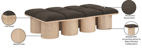 Celine Brown Boucle Fabric Upholstered Bench, 8-Piece (Style 2)