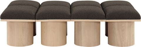 Celine Brown Boucle Fabric Upholstered Bench, 8-Piece (Style 2)