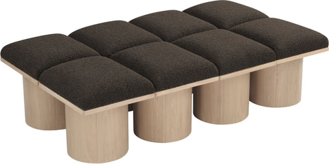 Celine Brown Boucle Fabric Upholstered Bench, 8-Piece (Style 2)