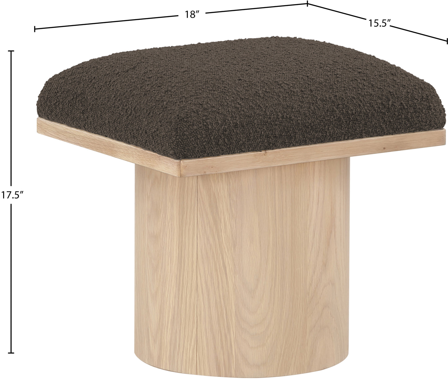 auberge brown boucle fabric bench/stool