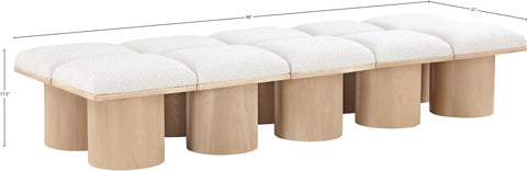 Celine Cream Boucle Fabric Upholstered Bench, 10-Piece