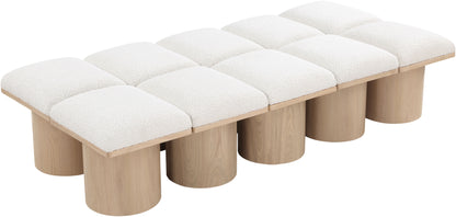 Louie Cream Boucle Fabric Bench D