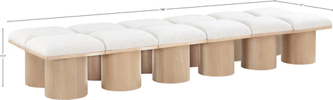 Celine Cream Boucle Fabric Upholstered Bench, 12-Piece