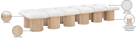 Celine Cream Boucle Fabric Upholstered Bench, 12-Piece