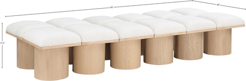Celine Cream Boucle Fabric Upholstered Bench, 12-Piece (Style 2)