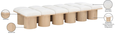 Celine Cream Boucle Fabric Upholstered Bench, 12-Piece (Style 2)