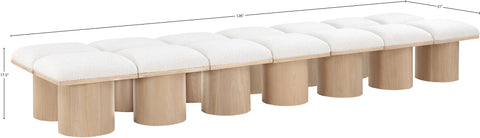 Celine Cream Boucle Fabric Upholstered Bench, 14-Piece