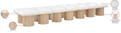 Celine Cream Boucle Fabric Upholstered Bench, 14-Piece