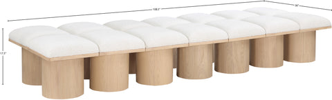 Celine Cream Boucle Fabric Upholstered Bench, 14-Piece (Style 2)