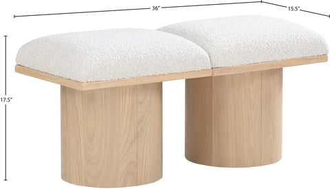 Celine Cream Boucle Fabric Upholstered Bench, 2-Piece